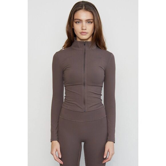 NWOT Azur Fit Walnut Brown Classic Fit Zip Up Jacket Women's Small S - Picture 2 of 7